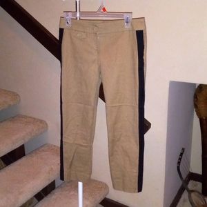 LOFT Tan/Black Tuxedo Style Capri Pants